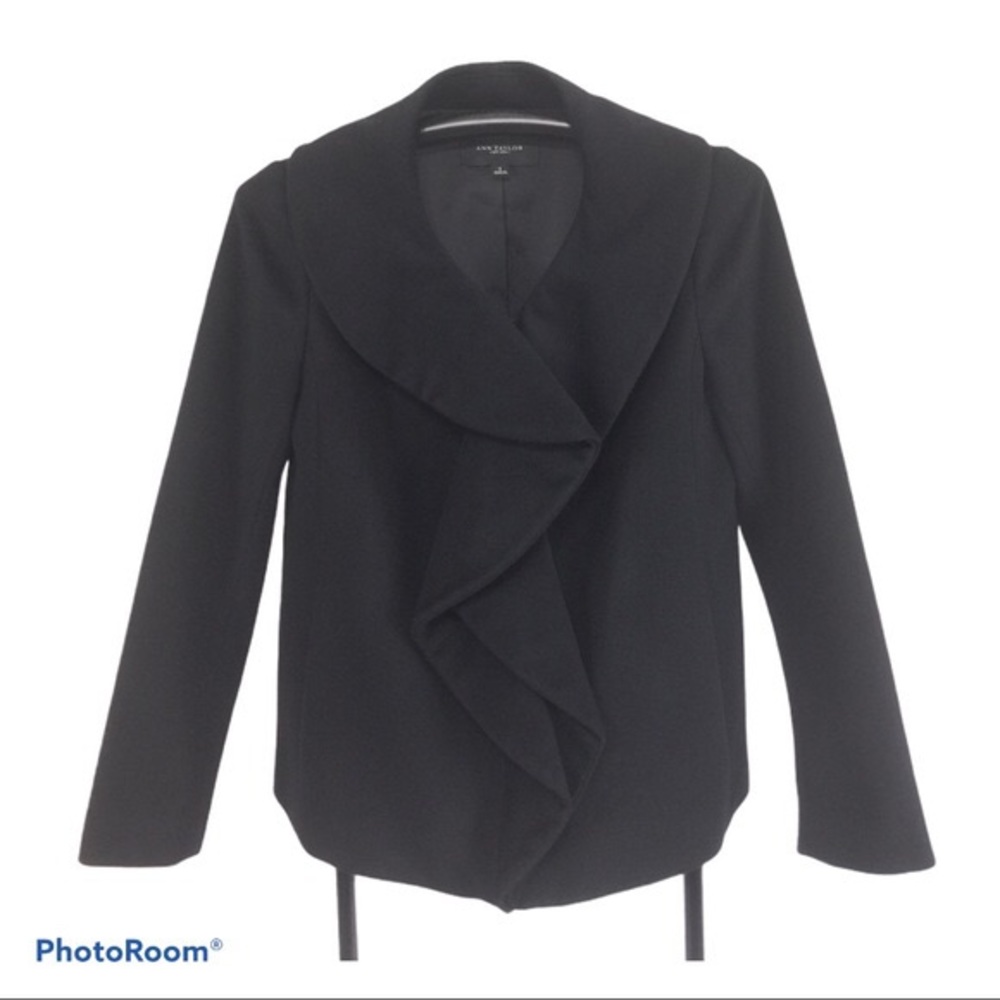 Ann Taylor Size Small Black Waterfall Front Jacket